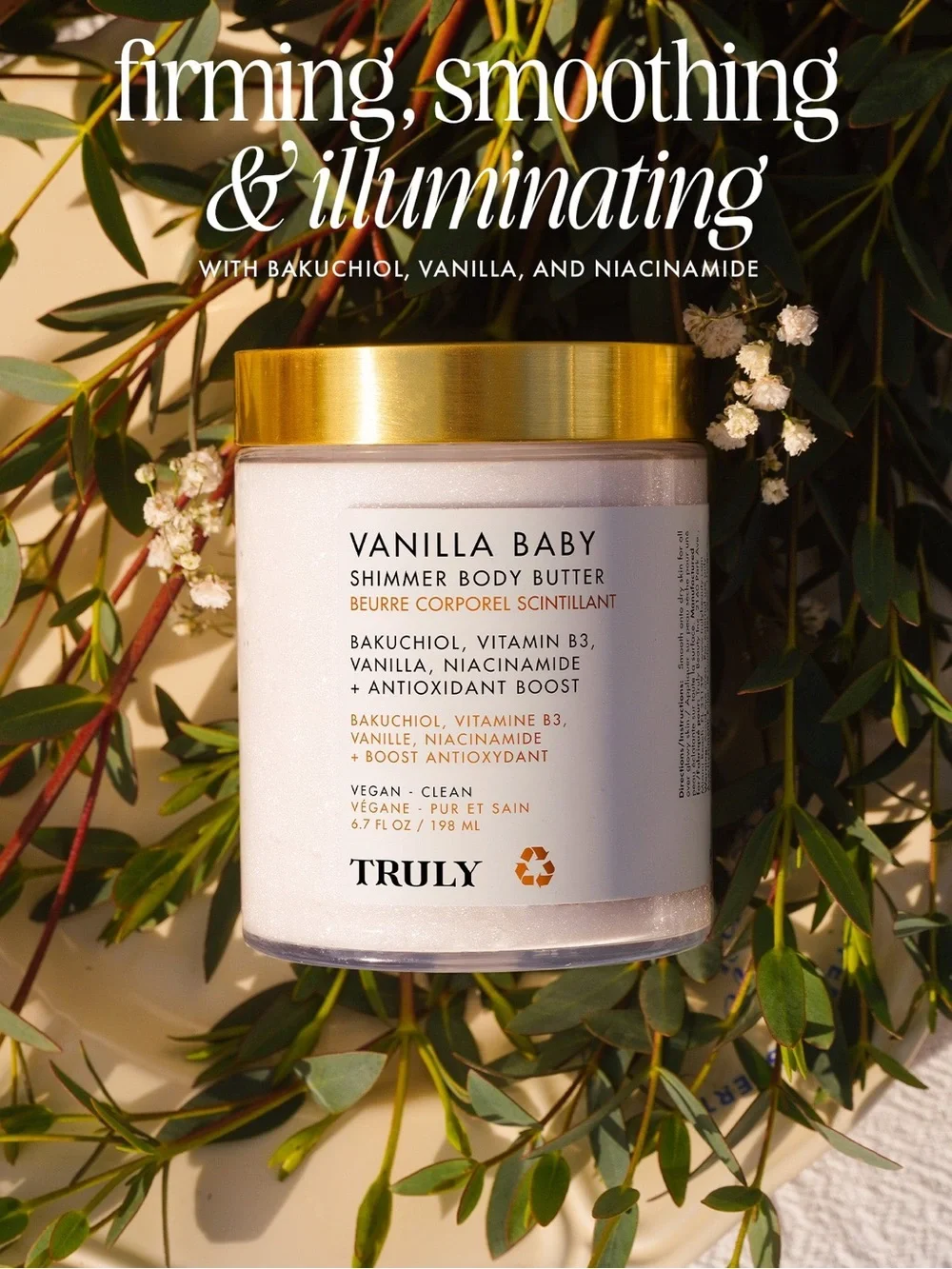 Truly Beauty Vanilla Baby Shimmer Body Butter 6.7 oz NIB